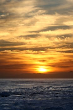 Beautiful sunset at the coast off of South Africa