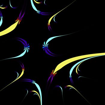 An abstract fractal designed to look like rockets shooting across the sky.
