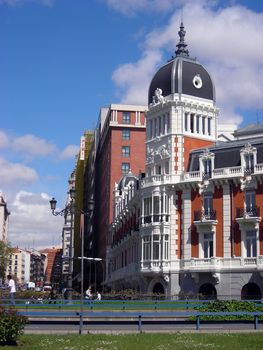 The former Mines Royal Company of Asturias, and ancient building from 1891 located in a corner of the Spain Square in Madrid