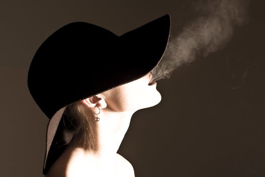 Glamour lady and smoke 