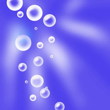 Disco rising bubbles: blue bubbles on a light blue background