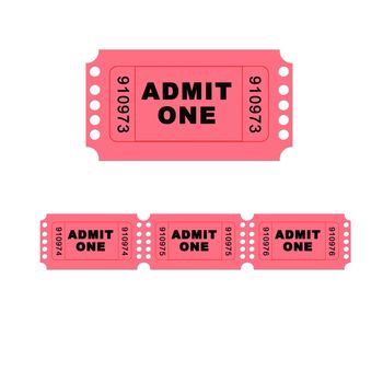 A pink admit one ticket isolated on a white background - illustration digital high resolution.