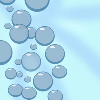 Rising bubbles: blue bubbles on a light blue background