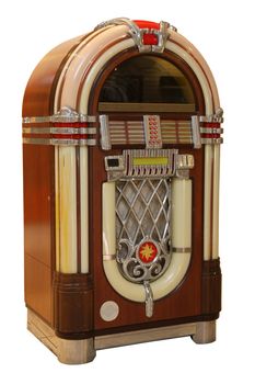 Old jukebox music player isolated on white background