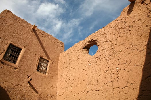 Old Fort - the kasbah in ouarzazate with a blue sky