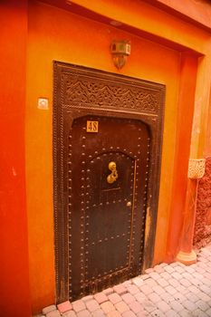 Detail of a beautiful door in the center of marrakesh in morocco