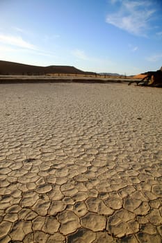 Close-up of pan without water in the Sossusvlei sand dunes in Namibia