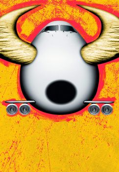 Illustration of a plane transformed as a bull