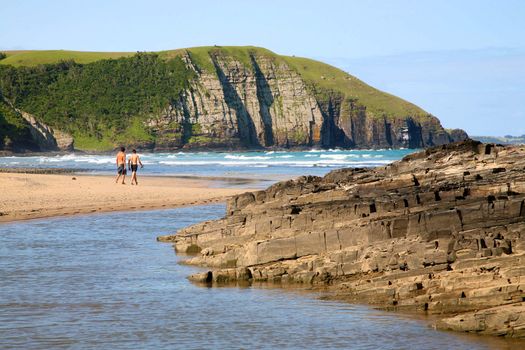 Beach of Coffe Bay located in South Africa on the India, Ocean also named the Wild Coast