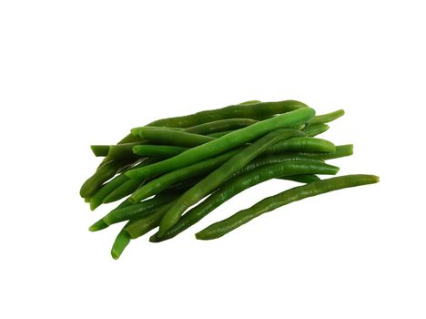 Pile of green beans isolated on white background