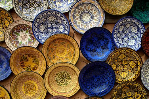 Kitchen tools in a souk of Marrakesh in Morocco