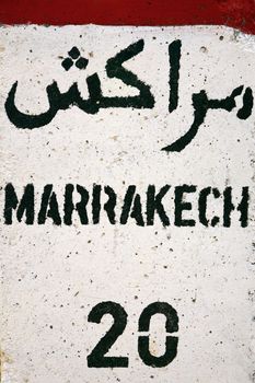 Sign road on the way to marrakech in morocco