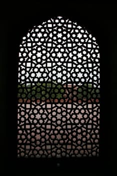 Detail of a window at the  Humayun tomb in New Delhi