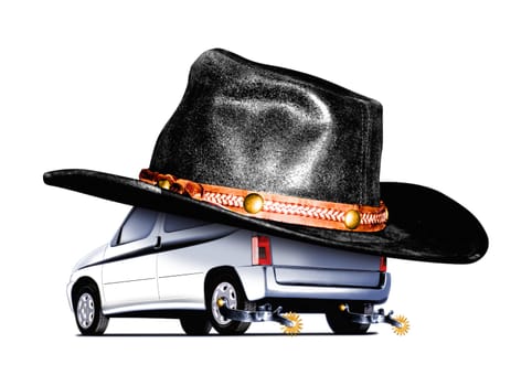 Illustration of a Cowboy car  on white background