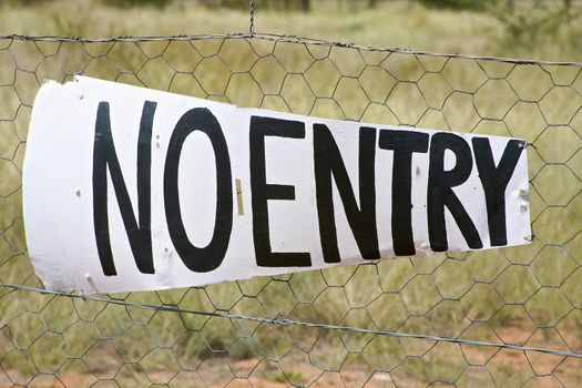 No Entry signboard on fence in Harnas foundation