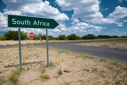 South Africa sign road in Botswana