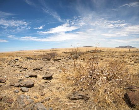 Surreal panorama of the Namib desert going towards solitaire and sossusvlei