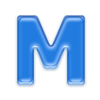 Aqua letter isolated on white background  - M