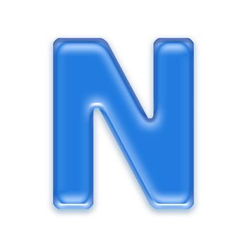 Aqua letter isolated on white background  - N