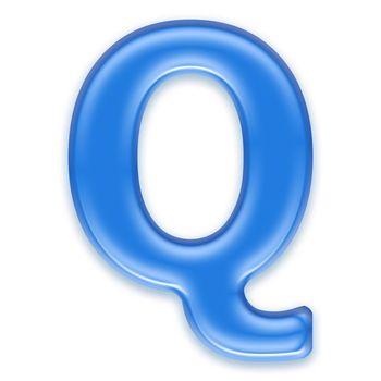 Aqua letter isolated on white background  - Q