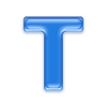 Aqua letter isolated on white background  - T