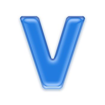 Aqua letter isolated on white background  - V