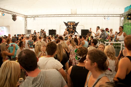 People dancing in the POD stage at the Future Musical Festival 2011 in Brisbane Australia.