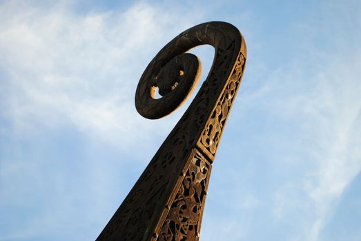 The Oseberg ship (Norwegian: Osebergskipet) is a Viking ship discovered in a large burial mound at the Oseberg farm near Tønsberg in Vestfold county, Norway. This replica is placed outside of Vestfold county museum.