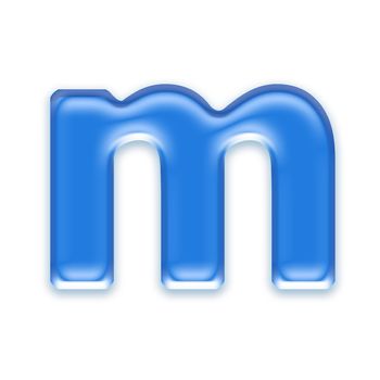 Aqua letter isolated on white background  - m