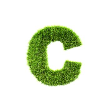 3d grass letter isolated on white background - c