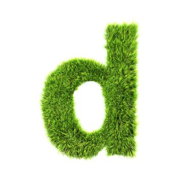 3d grass letter isolated on white background - d