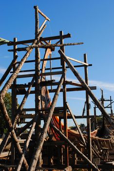 Building of an exact replica of the Oseberg viking ship in Tønsberg, Norway.