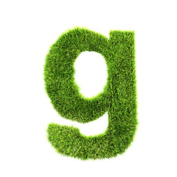 3d grass letter isolated on white background - g