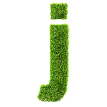 3d grass letter isolated on white background - j