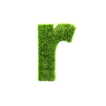 3d grass letter isolated on white background - r