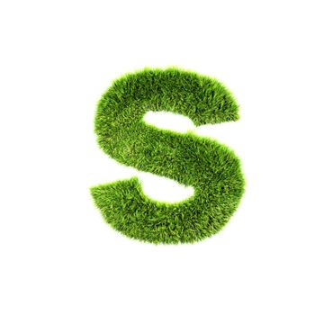 3d grass letter isolated on white background - s