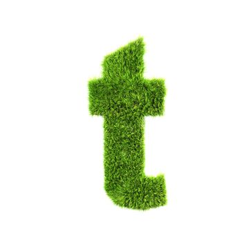 3d grass letter isolated on white background - t