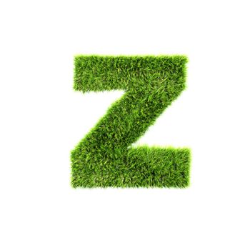 3d grass letter isolated on white background - z