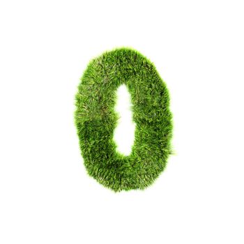 3d grass digit isolated on a white background - 0