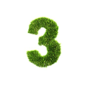 3d grass digit isolated on a white background - 3