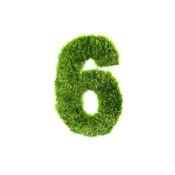 3d grass digit isolated on a white background - 6