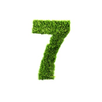 3d grass digit isolated on a white background - 7