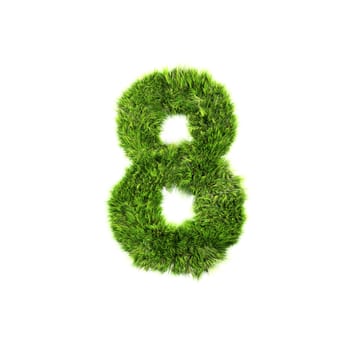 3d grass digit isolated on a white background - 8
