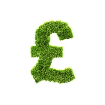 3d grass currency sign isolated on a white background - pound