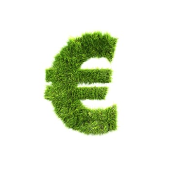 3d grass currency sign isolated on a white background - euro