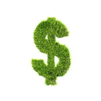 3d grass currency sign isolated on a white background - dollar