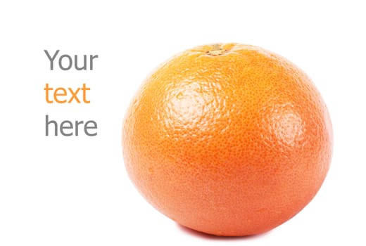 Closeup view of grapefruit isolated over white and place for your text.