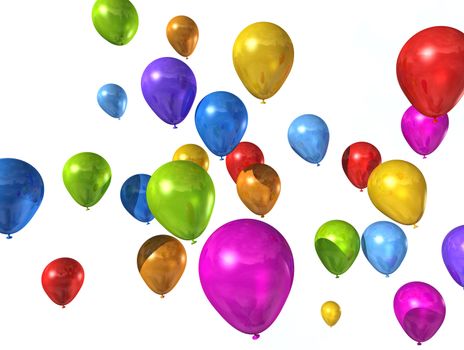 colored balloons isolated on a white background