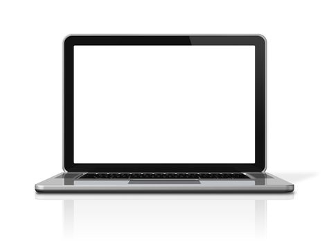 3D blank laptop computer isolated on white with 2 clipping path : one for global scene and one for the screen