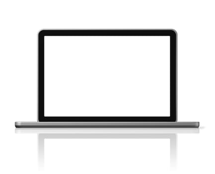 3D blank laptop computer isolated on white with 2 clipping path : one for global scene and one for the screen